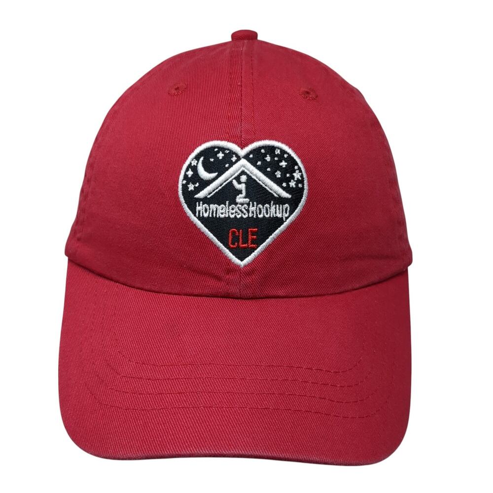 Homeless Hookup Cle Strapback Baseball Cap Red Os Adjustable Port & Company